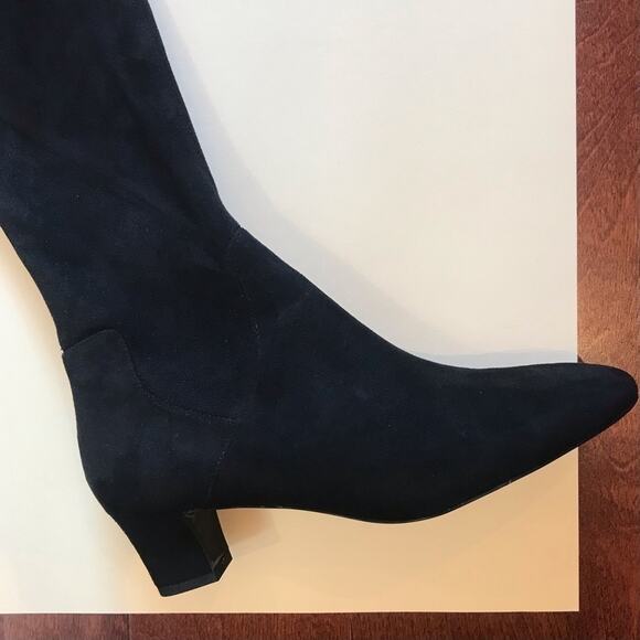 Zara Contemporary Women’s Black Low Heel Over the Knee Boots, Size EU39/US8 - Picture 3 of 16